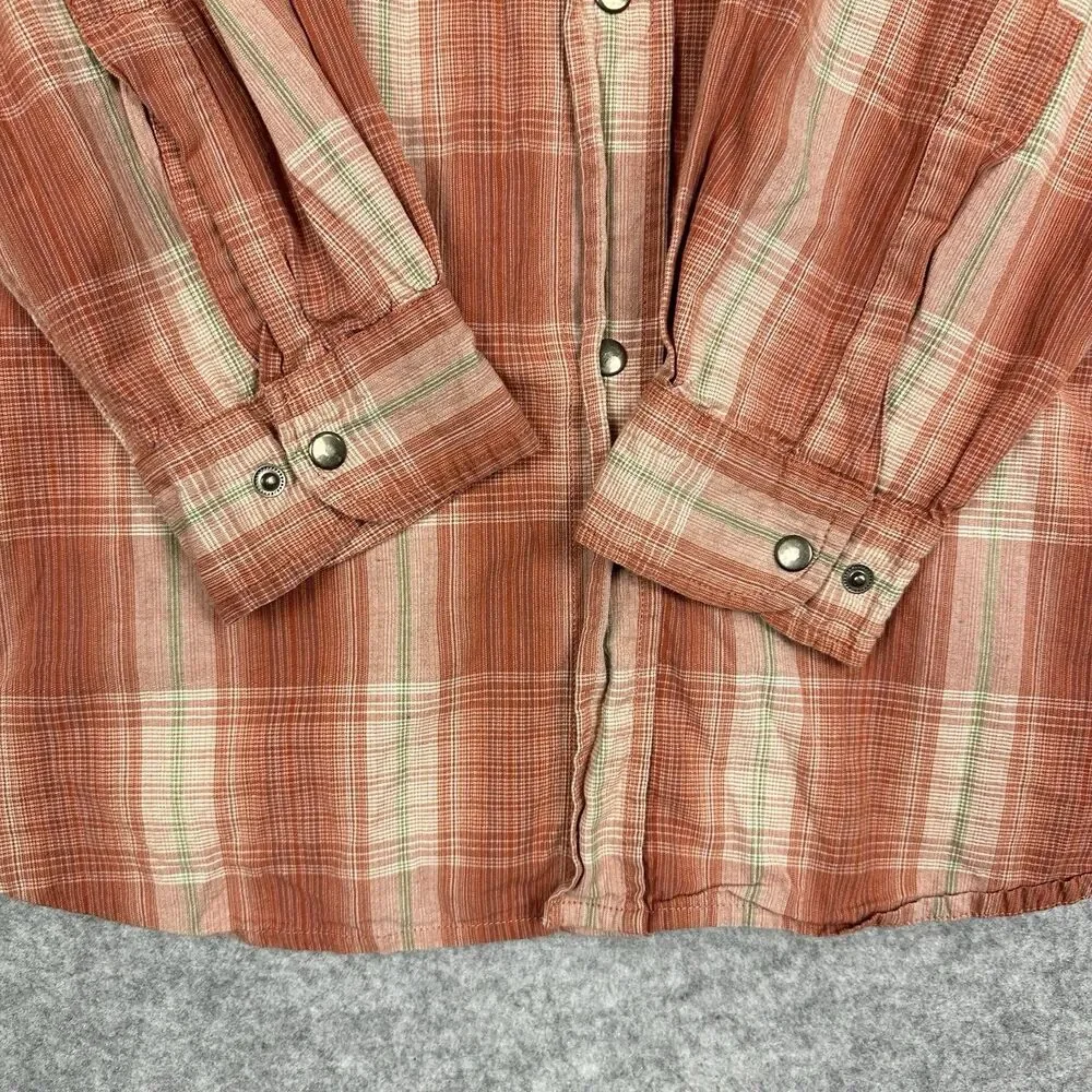 TP Saddle Blanket Trading Co Snap Shirt Men L Plaid Western Ranch Pockets Cotton